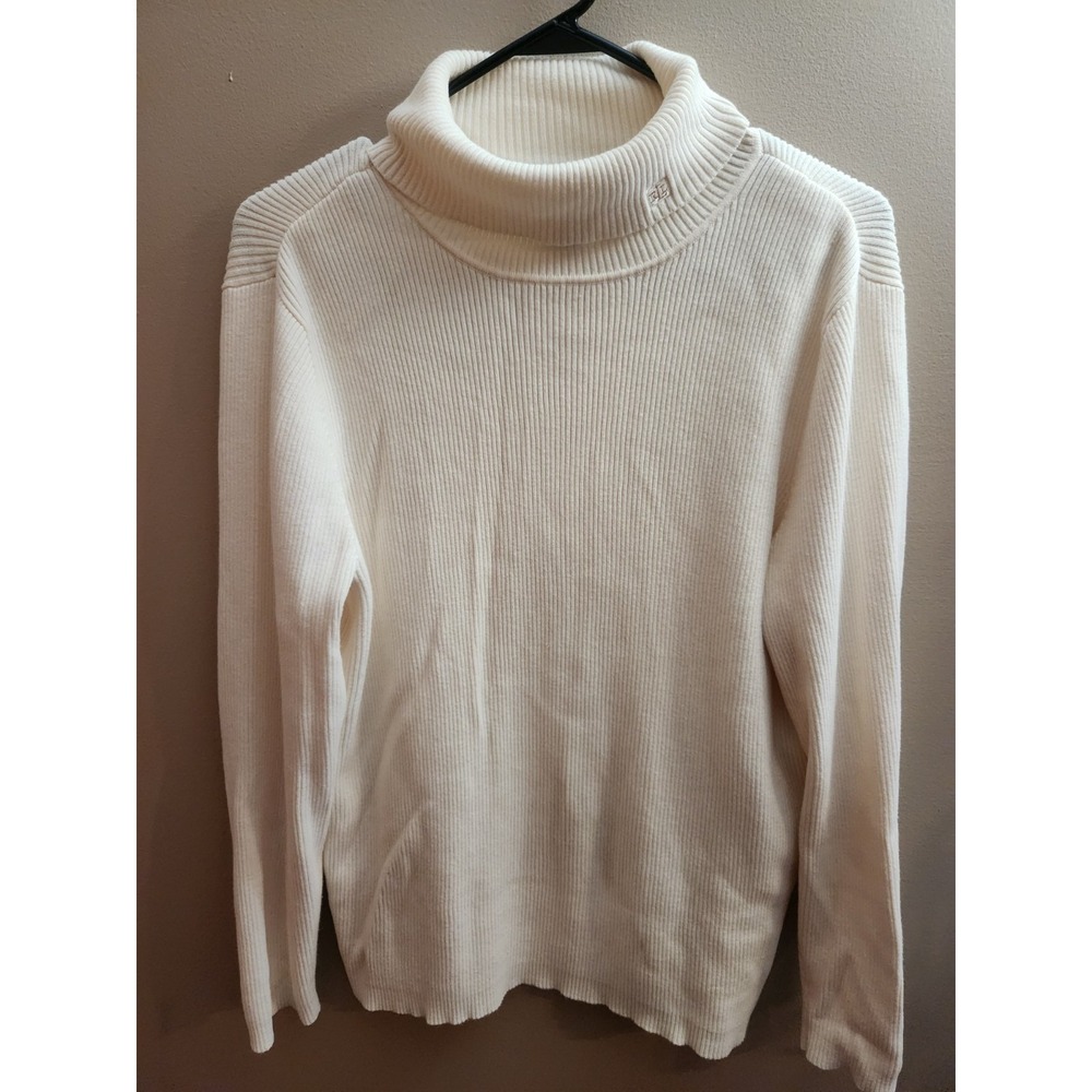 Vintage Ralph Lauren Cotton Ribbed Cream Turtleneck Sweater Women's Size 2X